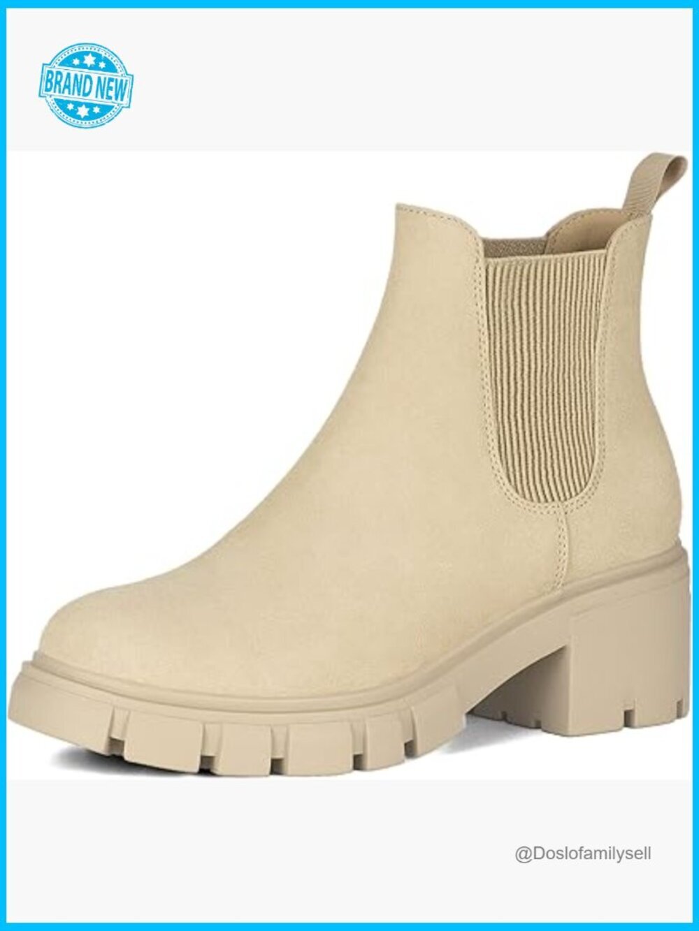 Fashion Suede Chelsea Boots Chunky Lug Sole Slip On Ankle Booties Y2K
